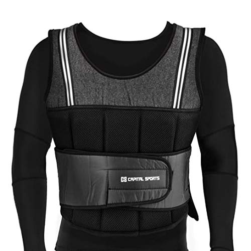 CapitalSports Vestpro 10 Chaleco de Peso lastrado (Weightvest 10 kg, 23 Pesas de Caucho Suave, Entrenamiento en casa, Comodo Resistente)