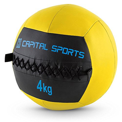 CapitalSports Wallba 4 Balón Medicinal de Cuero sintético (Peso 4 kg, Forro Exterior, Costuras resistententes, Superficie manejable, Esfera Ejercicios Gimnasia, Pelota Agarre Adecuado para entrenami CapitalSports Wallba 4 Balón Medicinal de Cuero sintético (Peso 4 kg, Forro Exterior, Costuras resistententes, Superficie manejable, Esfera Ejercicios Gimnasia, Pelota Agarre Adecuado para entrenami