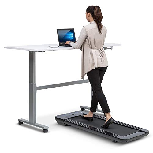 CapitalSports Workspace Go - Cinta de Correr, hasta 120 kg, Velocidad Entre 0,8-6 km/h, Potencia de 350 W, Altura de 11 cm, Antideslizante, Slow Running, Transportable, Ruedas, Negro