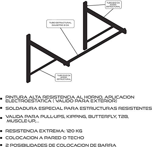 carcasaschulas - Barra de dominadas XXL Serie Professional 120 kg Musculacion
