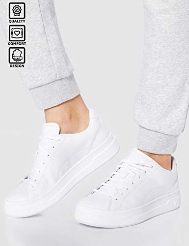 CARE OF by PUMA Leather Platform Court Low-Top Sneakers, Blanco(White White), 37 EU