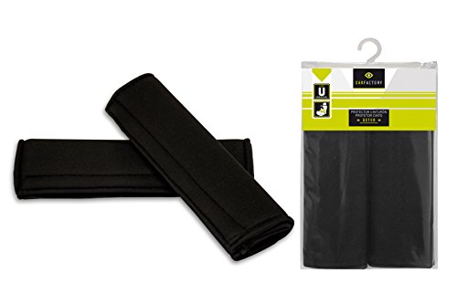 Carfactory - Almohadillas protectoras para cinturón de seguridad, modelo ASTER, color Negro, 2 unidades