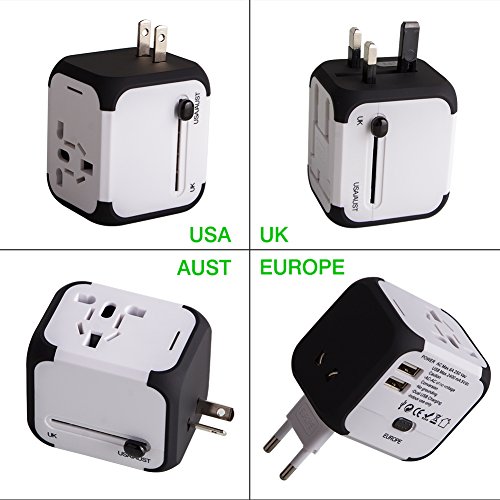 Cargador de Viaje Universal Enchufe Adaptador Internacional con Dos Puertos USB para US EU UK AU acerca de 150 Países y Seguridad de Fusibles para Tableta PC,Smartphones Cámaras-Milool(Blanco Cargador de Viaje Universal Enchufe Adaptador Internacional con Dos Puertos USB para US EU UK AU acerca de 150 Países y Seguridad de Fusibles para Tableta PC,Smartphones Cámaras-Milool(Blanco