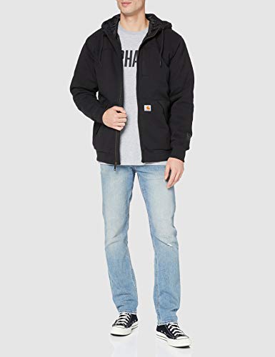 Carhartt Rockland Quilt-Lined Full-Zip Hooded Sweatshirt suéter, Black, L para Hombre