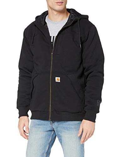 Carhartt Rockland Quilt-Lined Full-Zip Hooded Sweatshirt suéter, Black, L para Hombre