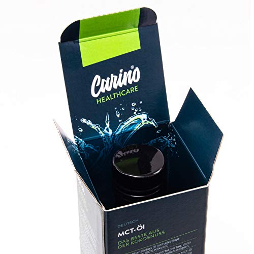 Carino MCT - Aceite de coco 100 % en botella de cristal con sabor neutro C8 C10 Carino MCT - Aceite de coco 100 % en botella de cristal con sabor neutro C8 C10