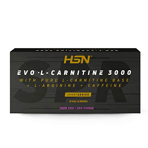 Carnitina Líquida de HSN Evo L Carnitine 3000 | Suplemento para Perder Peso | Fat burner con Arginina + Cafeína | Vegetariano, Sin Gluten, Sin Lactosa, Sabor Cola, 20 Viales de 10ml