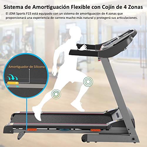 Caroma Cinta de Correr Plegable Portátil, Cinta de Correr para Hogar con Manual Inclinado 2200w, Velocidad hasta 14km/h, Máquina Fitness de 12 Programas & Pulsómetro, 150kg de Peso Máximo, MP3 BT App