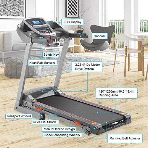 Caroma Cinta de Correr Plegable Portátil, Cinta de Correr para Hogar con Manual Inclinado 2200w, Velocidad hasta 14km/h, Máquina Fitness de 12 Programas & Pulsómetro, 150kg de Peso Máximo, MP3 BT App Caroma Cinta de Correr Plegable Portátil, Cinta de Correr para Hogar con Manual Inclinado 2200w, Velocidad hasta 14km/h, Máquina Fitness de 12 Programas & Pulsómetro, 150kg de Peso Máximo, MP3 BT App