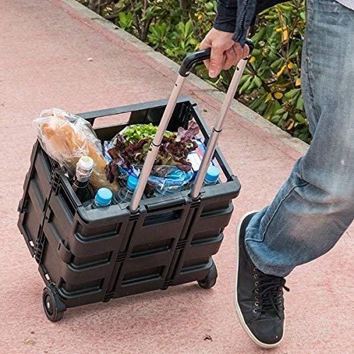 Carro Plegable Multiusos Caja Plegable con Ruedas, Negro, 38 x 83,5 x 30 cm Carro Plegable Multiusos Caja Plegable con Ruedas, Negro, 38 x 83,5 x 30 cm