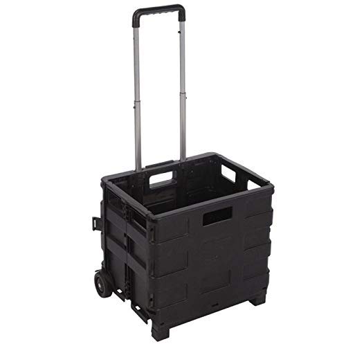 Carro Plegable Multiusos Caja Plegable con Ruedas, Negro, 38 x 83,5 x 30 cm Carro Plegable Multiusos Caja Plegable con Ruedas, Negro, 38 x 83,5 x 30 cm