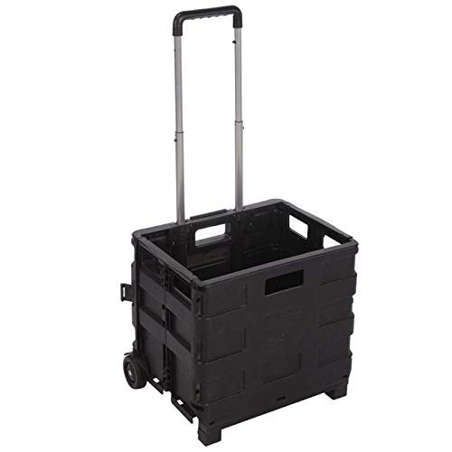 Carro Plegable Multiusos Caja Plegable con Ruedas, Negro, 38 x 83,5 x 30 cm