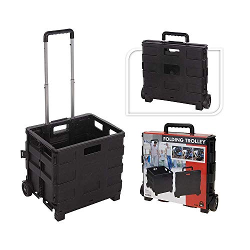 Carro Plegable Multiusos Caja Plegable con Ruedas, Negro, 38 x 83,5 x 30 cm Carro Plegable Multiusos Caja Plegable con Ruedas, Negro, 38 x 83,5 x 30 cm