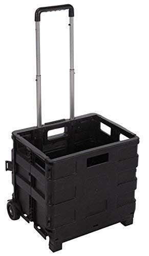 Carro Plegable Multiusos Caja Plegable con Ruedas, Negro, 38 x 83,5 x 30 cm Carro Plegable Multiusos Caja Plegable con Ruedas, Negro, 38 x 83,5 x 30 cm