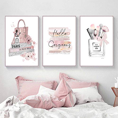 Cartel de moda Pinceles de maquillaje Belleza Arte de la pared Libros de moda Impresiones Lienzo Pintura Rosa Perfume Cuadros de la pared Decoración de la habitación de la niña 40x50cmx3 Sin marco Cartel de moda Pinceles de maquillaje Belleza Arte de la pared Libros de moda Impresiones Lienzo Pintura Rosa Perfume Cuadros de la pared Decoración de la habitación de la niña 40x50cmx3 Sin marco