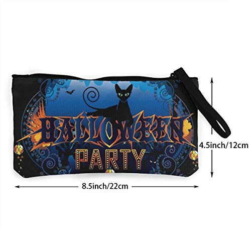 Cartera de Lienzo con póster de Halloween Exquisitos monederos El Monedero de Lona pequeño se USA para Guardar Monedas, identificación y Otros