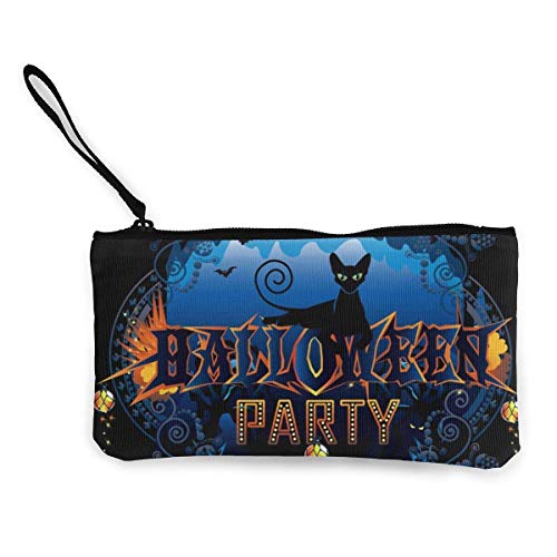 Cartera de Lienzo con póster de Halloween Exquisitos monederos El Monedero de Lona pequeño se USA para Guardar Monedas, identificación y Otros