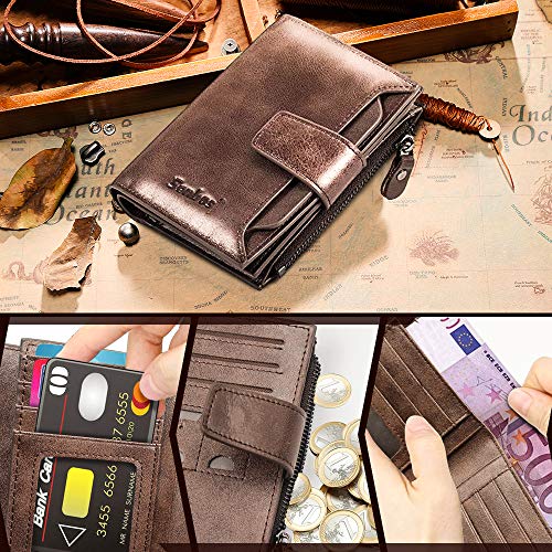 Carteras de Hombre, Senbos Piel Genuina de Vaca Monedero con RFID Bloqueo, 18 Ranuras para Tarjetas, 1 Bolsillo de Monedero con Cremallera, Caja de Regalo Carteras de Hombre, Senbos Piel Genuina de Vaca Monedero con RFID Bloqueo, 18 Ranuras para Tarjetas, 1 Bolsillo de Monedero con Cremallera, Caja de Regalo