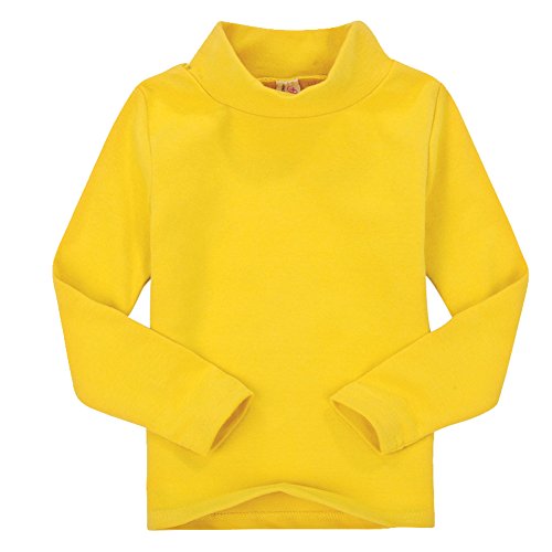 Casa Niños unisex Tops chica niña de manga larga camiseta de algodón cuello alto Tee variedad de colores (tamaño 2-6 años), Amarillo, 4 años
