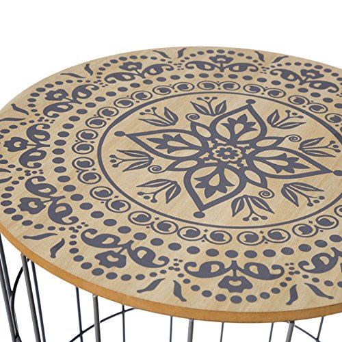 Casaselección Mesa Cesta, Madera, Surtido: Colores aleatorios, Estructura Gris, 40 x 40 x 42,50 cm Casaselección Mesa Cesta, Madera, Surtido: Colores aleatorios, Estructura Gris, 40 x 40 x 42,50 cm