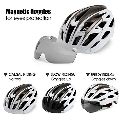 Casco bicicleta/Casco Bicic con luz,Certificado CE, casco bicicleta adulto con Visera Magnética Desmontable Gafas de Protección Super Light Casco Integral de Bicicleta Skateboarding Ski & Snowboard Casco bicicleta/Casco Bicic con luz,Certificado CE, casco bicicleta adulto con Visera Magnética Desmontable Gafas de Protección Super Light Casco Integral de Bicicleta Skateboarding Ski & Snowboard