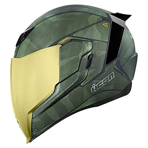 Casco con visera Airflite Battlescar 2 de Icon, color verde