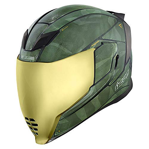 Casco con visera Airflite Battlescar 2 de Icon, color verde