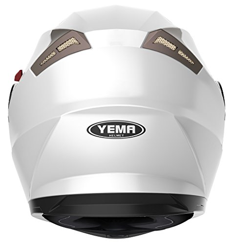 Casco Moto Modular ECE Homologado - YEMA YM-925 Casco de Moto Integral Scooter para Mujer Hombre Adultos con Doble Visera-Blanco-XL