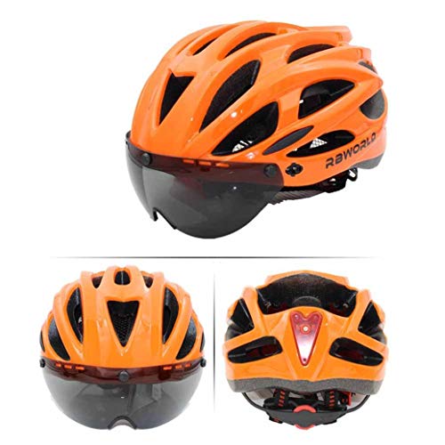 Casco Protector de Seguridad de Ciclismo Casco de Bicicleta con luz Trasera LED Casco de Bicicleta de montaña de Carretera con Visera de Sol Casco de Bicicleta de Red de Insectos