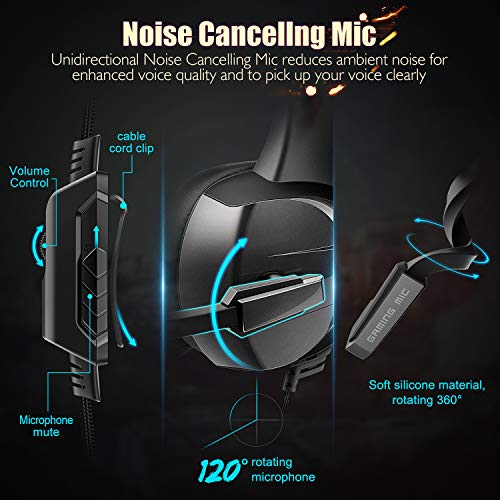 Cascos PS4, Auriculares con Micrófono Flexible, 50mm Driver Estéreo Envolventes, Orejeras Cómodas Iluminación RGB para PS4 Xbox One PC Tablet Cascos PS4, Auriculares con Micrófono Flexible, 50mm Driver Estéreo Envolventes, Orejeras Cómodas Iluminación RGB para PS4 Xbox One PC Tablet