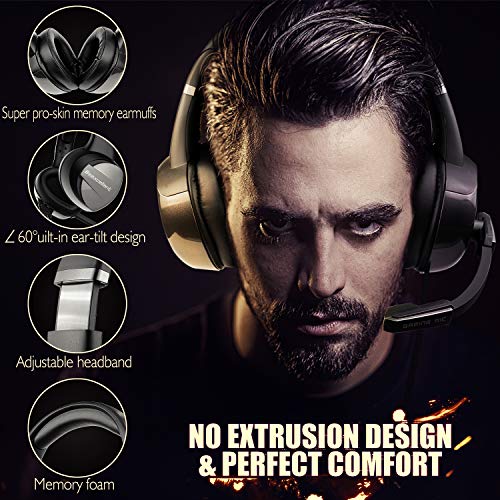 Cascos PS4, Auriculares con Micrófono Flexible, 50mm Driver Estéreo Envolventes, Orejeras Cómodas Iluminación RGB para PS4 Xbox One PC Tablet