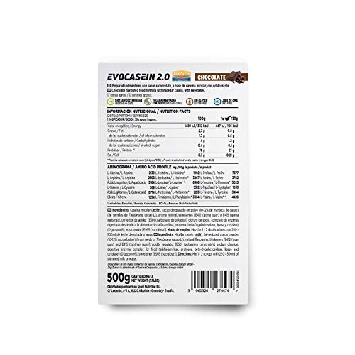 Caseína Micelar de HSN Evocasein 2.0 | Proteína para Antes de Dormir, Liberación Lenta de Aminoácidos durante la Noche | Vegetariana, Sin Gluten, Sabor Chocolate, 500 gr Caseína Micelar de HSN Evocasein 2.0 | Proteína para Antes de Dormir, Liberación Lenta de Aminoácidos durante la Noche | Vegetariana, Sin Gluten, Sabor Chocolate, 500 gr
