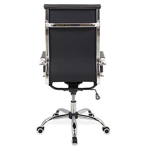 CashOffice - Silla de Oficina PU, Silla de Escritorio Giratoria y Regulable en altura (Varios Colores) (Negra)