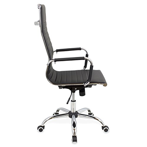 CashOffice - Silla de Oficina PU, Silla de Escritorio Giratoria y Regulable en altura (Varios Colores) (Negra)