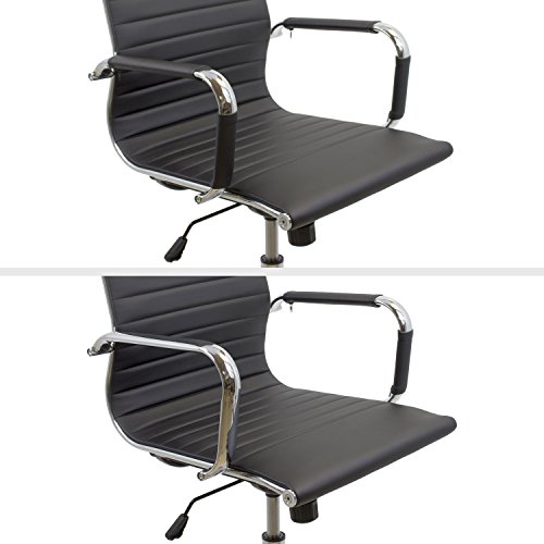 CashOffice - Silla de Oficina PU, Silla de Escritorio Giratoria y Regulable en altura (Varios Colores) (Negra)