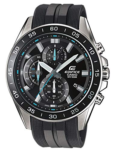 Casio EDIFICE Reloj en caja sólida de acero inoxidable, 10 BAR, Negro/Azul, para Hombre, con Correa de Resina, EFV-550P-1AVUEF