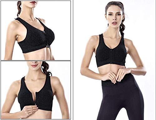 Cassiecy Sujetador Deportivo XXXL Sujetador de sujeción Fuerte, Cremallera Delantera, Acolchado, sin Aros, cómodo, Transpirable, para Correr, Fitness, Push up, Sujetador Negro XXL Cassiecy Sujetador Deportivo XXXL Sujetador de sujeción Fuerte, Cremallera Delantera, Acolchado, sin Aros, cómodo, Transpirable, para Correr, Fitness, Push up, Sujetador Negro XXL