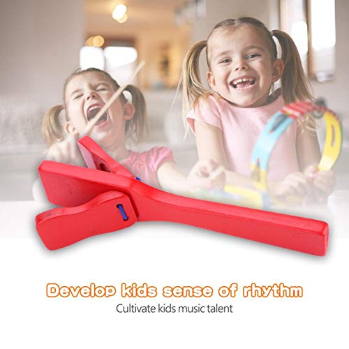 Castañuela roja de madera Clappe instrumento de percusión de castañuela de mango largo para niños juguete educativo musical