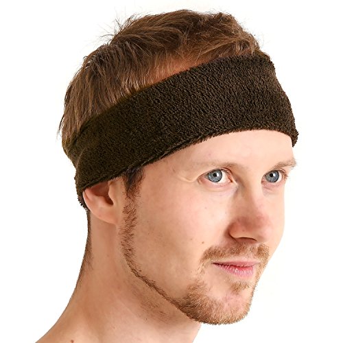 Casualbox Unisex Deportes Cinta para El Pelo - Sudor Absorción Algodón Vendas para Yoga Marrón