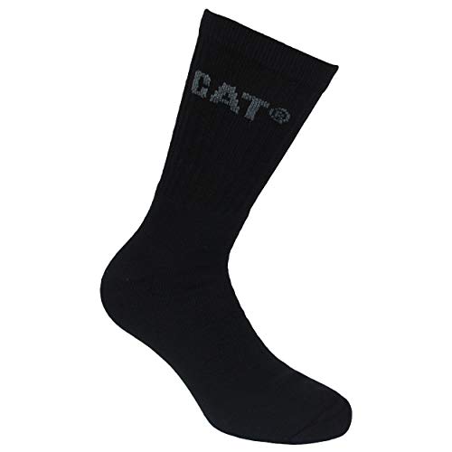 Caterpillar Performance Socks 5 Pares Calcetines Hombre, Algodón, Puntera Talón Reforzados (Negro, 39-42)