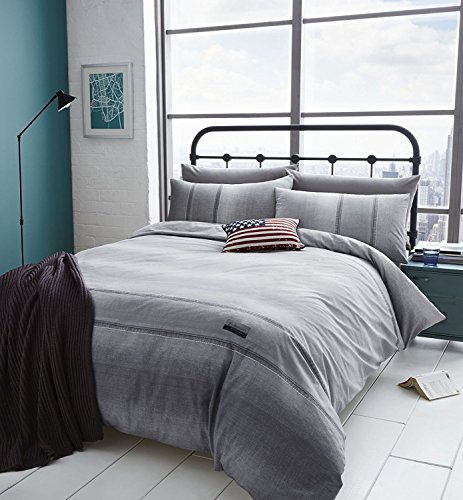 Catherine Lansfield Denim Easy Care - Conjunto de 135 x 200 cm + 1 x 50 x 75 cm, Gris Catherine Lansfield Denim Easy Care - Conjunto de 135 x 200 cm + 1 x 50 x 75 cm, Gris