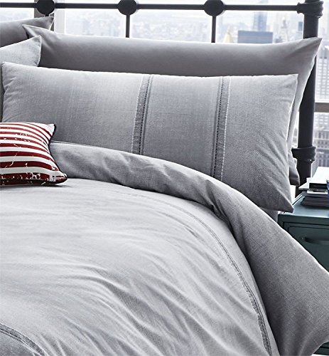 Catherine Lansfield Denim Easy Care - Conjunto de 135 x 200 cm + 1 x 50 x 75 cm, Gris Catherine Lansfield Denim Easy Care - Conjunto de 135 x 200 cm + 1 x 50 x 75 cm, Gris