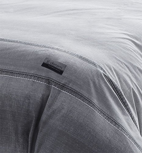 Catherine Lansfield Denim Easy Care - Conjunto de 135 x 200 cm + 1 x 50 x 75 cm, Gris Catherine Lansfield Denim Easy Care - Conjunto de 135 x 200 cm + 1 x 50 x 75 cm, Gris