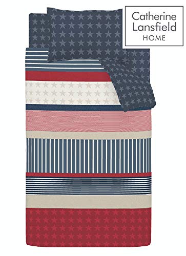 Catherine Lansfield Stars and Stripes - Juego de funda nórdica y funda de almohada (135 x 200 cm y 50 x 75 cm) para cama individual, diseño de barras y estrellas, color azul, rojo y blanco Catherine Lansfield Stars and Stripes - Juego de funda nórdica y funda de almohada (135 x 200 cm y 50 x 75 cm) para cama individual, diseño de barras y estrellas, color azul, rojo y blanco