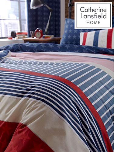 Catherine Lansfield Stars and Stripes - Juego de funda nórdica y funda de almohada (135 x 200 cm y 50 x 75 cm) para cama individual, diseño de barras y estrellas, color azul, rojo y blanco Catherine Lansfield Stars and Stripes - Juego de funda nórdica y funda de almohada (135 x 200 cm y 50 x 75 cm) para cama individual, diseño de barras y estrellas, color azul, rojo y blanco