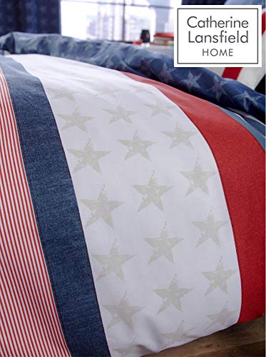 Catherine Lansfield Stars and Stripes - Juego de funda nórdica y funda de almohada (135 x 200 cm y 50 x 75 cm) para cama individual, diseño de barras y estrellas, color azul, rojo y blanco Catherine Lansfield Stars and Stripes - Juego de funda nórdica y funda de almohada (135 x 200 cm y 50 x 75 cm) para cama individual, diseño de barras y estrellas, color azul, rojo y blanco