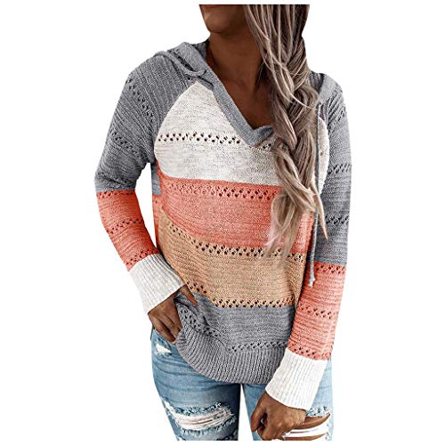 catmoew Mujer Sudadera Tops Chaqueta Suéter Jersey Mujer Otoño Invierno Talla Grande Hoodie Sudadera Suelto Sólido Manga Larga con Capucha Tejido de Punto Oversize S-6XL