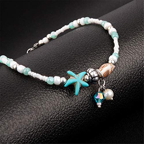 CAVIVIUK - Tobillera de perlas de estrella de mar para mujer, hecha a mano, diseño de estrella de mar, Plástico/resina., Dorado, As description