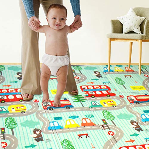 CCLIFE Alfombra de Juegos Reversible Colchoneta Infantil Plegable.Alfombra de Juegos de XPE, Colchoneta de Juegos Plegable, Alfombra de Doble Cara, Impermeable, No tóxico