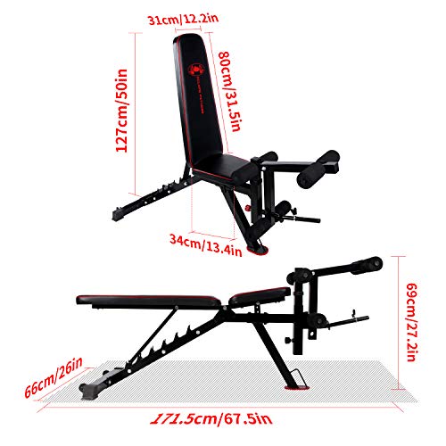 CCLIFE Banco de Pesas Ajustable Banco de Abdominales y Pierna Carga máxima 300 kg, Color:Banco de Pesas 022 CCLIFE Banco de Pesas Ajustable Banco de Abdominales y Pierna Carga máxima 300 kg, Color:Banco de Pesas 022